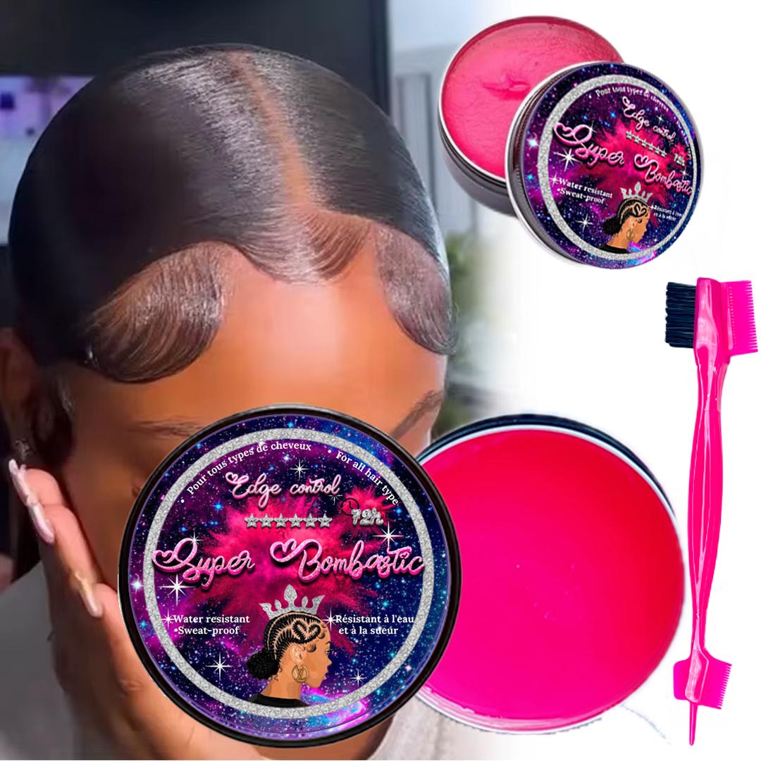 Avant et après application de la cire edge control SPBC montrant des baby hairs parfaitement lissés et fixés