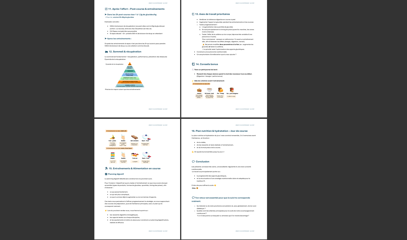 Troisième page du bilan - plan de récupération et recommandations personnalisées