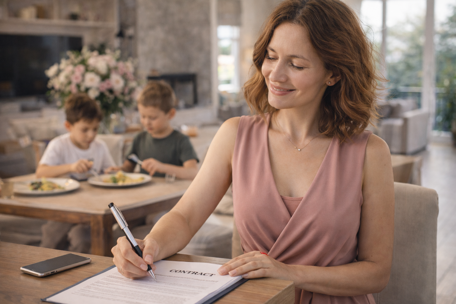 Femme entrepreneure confiante et épanouie dans son activité de vente
