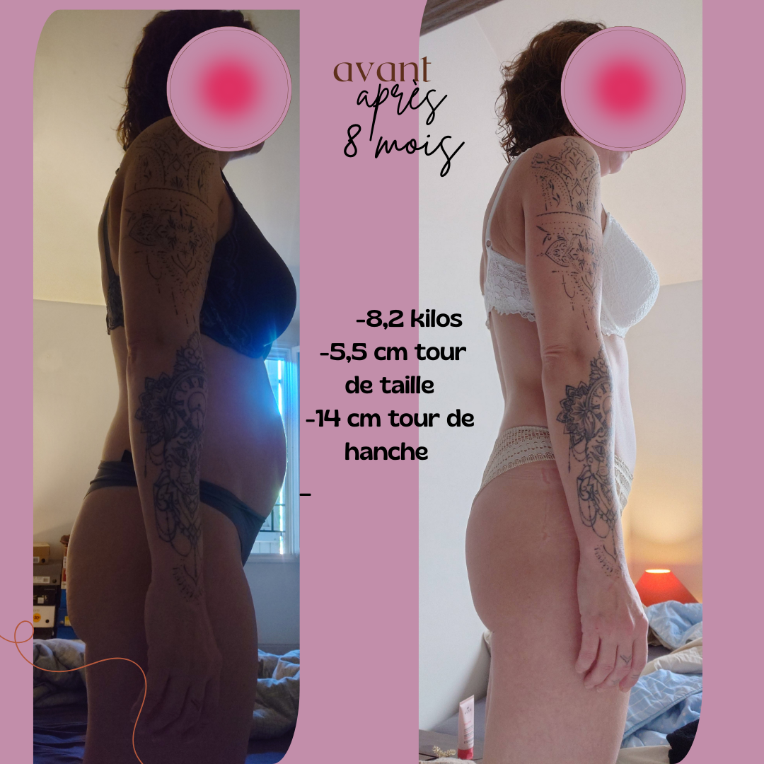 Photo avant/après transformation - Perte de poids et regain de confiance