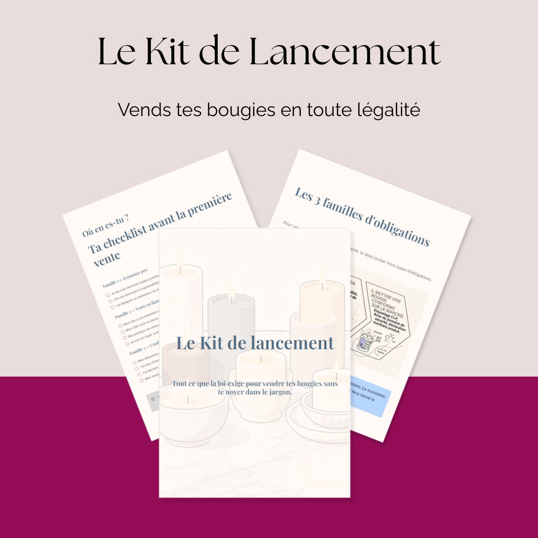 Aperçu du Kit de Lancement pour créatrices de bougies - guide PDF avec checklist de conformité légale