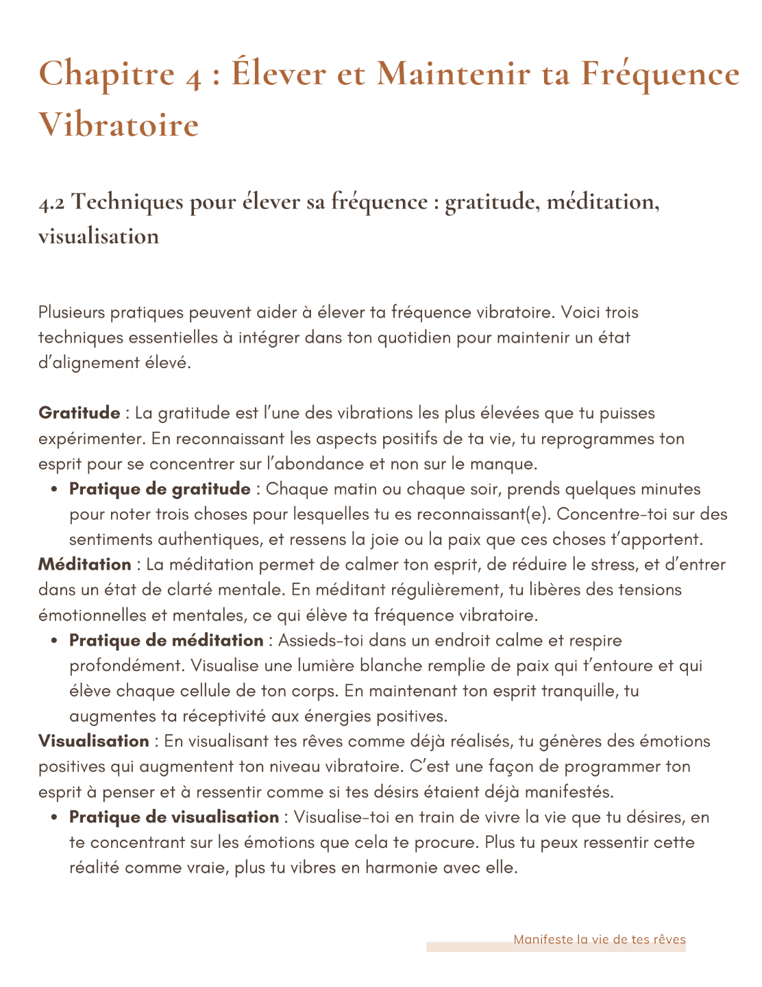 Femme épanouie lisant le guide Manifeste la vie de tes rêves, moment de clarté et d'inspiration