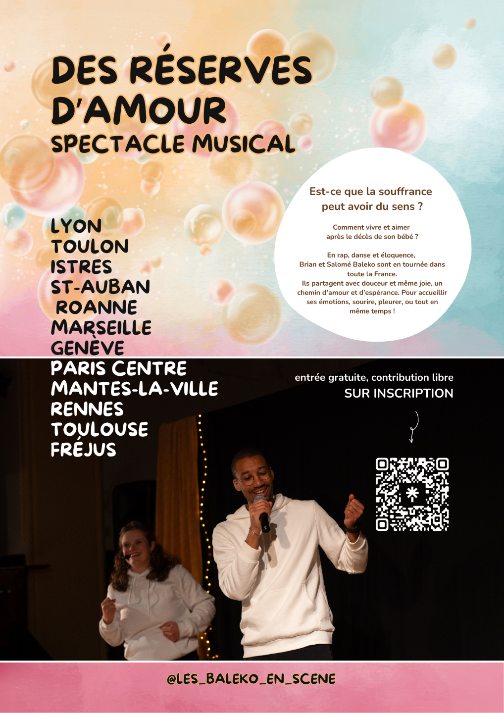 Affiche du spectacle musical Des réserves d'amour en format portrait