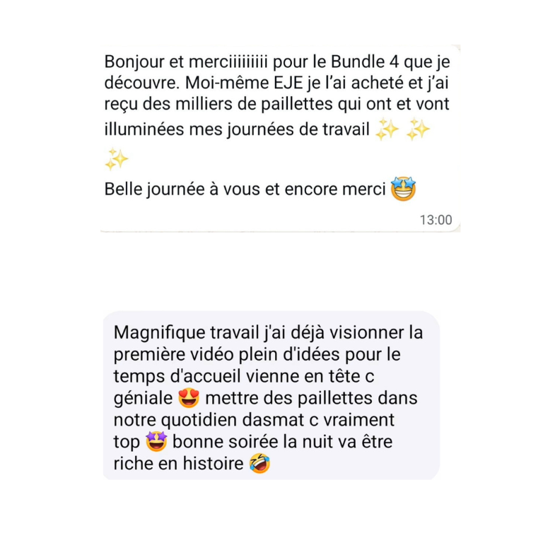Commentaire positif d'un professionnel de la petite enfance sur le Bundle
