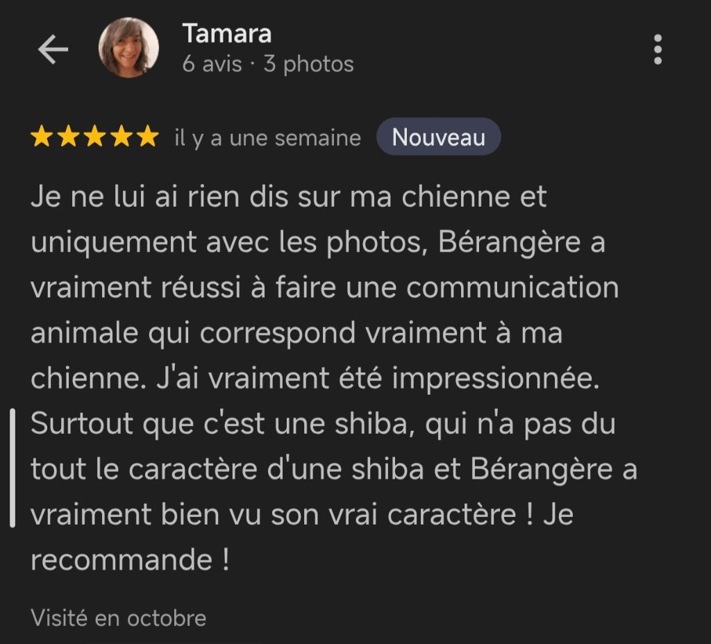 Capture d'écran du témoignage client 3 - Histoire de retrouvailles grâce à la communication animale